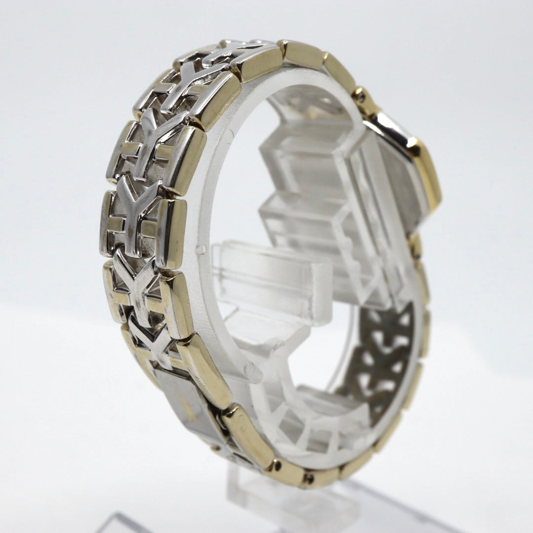 【電池交換済】美品 イヴサンローラン Yves Saint Laurent オクタゴン 2200-241762 レディース 腕時計 クォーツ コンビ ゴールド シルバー YSLロゴベルト 八角形 ビンテージ レトロ クラシック ドレスウォッチ 上品 G7