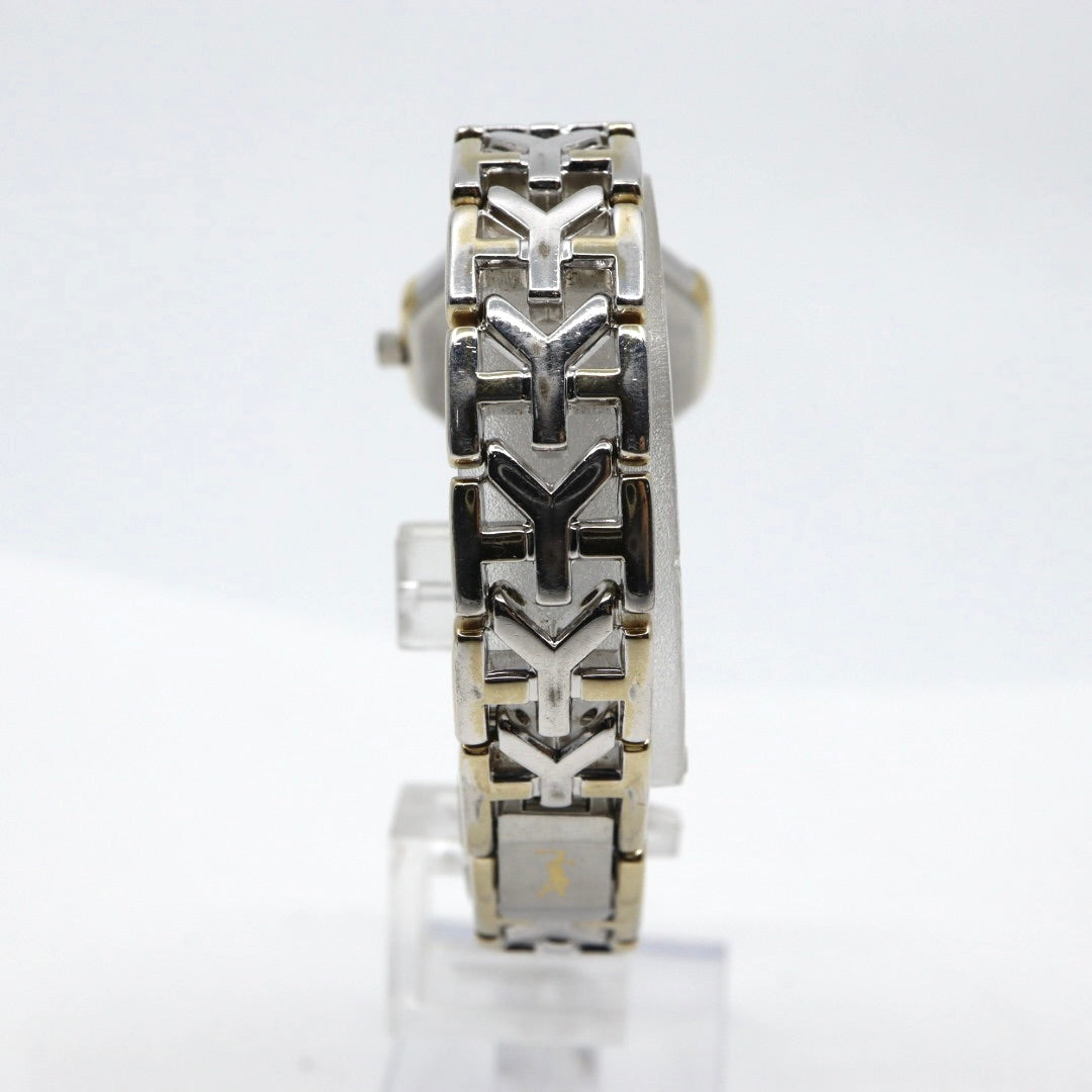 【電池交換済】美品 イヴサンローラン Yves Saint Laurent オクタゴン 2200-241762 レディース 腕時計 クォーツ コンビ ゴールド シルバー YSLロゴベルト 八角形 ビンテージ レトロ クラシック ドレスウォッチ 上品 G7