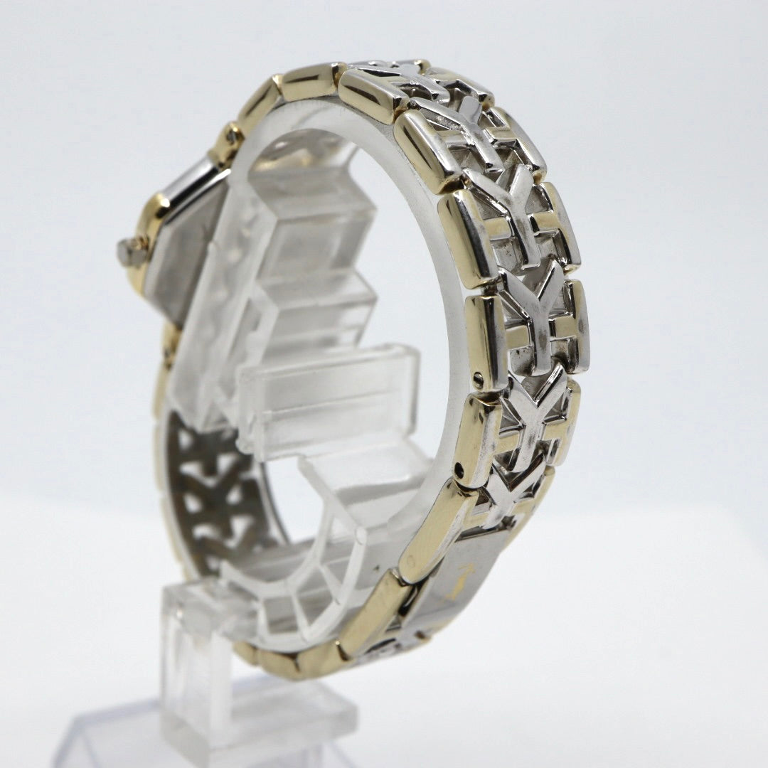 【電池交換済】美品 イヴサンローラン Yves Saint Laurent オクタゴン 2200-241762 レディース 腕時計 クォーツ コンビ ゴールド シルバー YSLロゴベルト 八角形 ビンテージ レトロ クラシック ドレスウォッチ 上品 G7