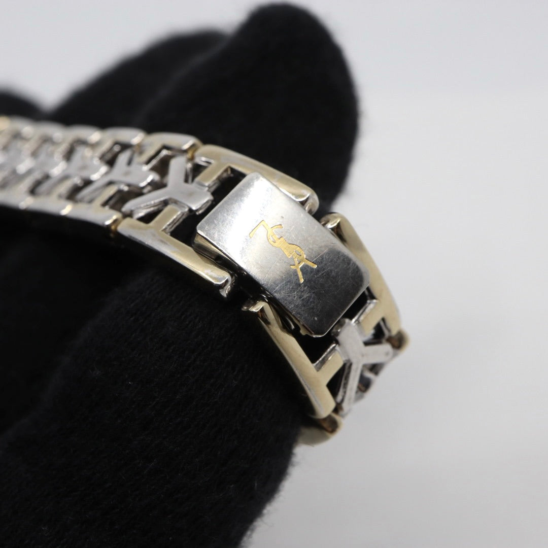 【電池交換済】美品 イヴサンローラン Yves Saint Laurent オクタゴン 2200-241762 レディース 腕時計 クォーツ コンビ ゴールド シルバー YSLロゴベルト 八角形 ビンテージ レトロ クラシック ドレスウォッチ 上品 G7