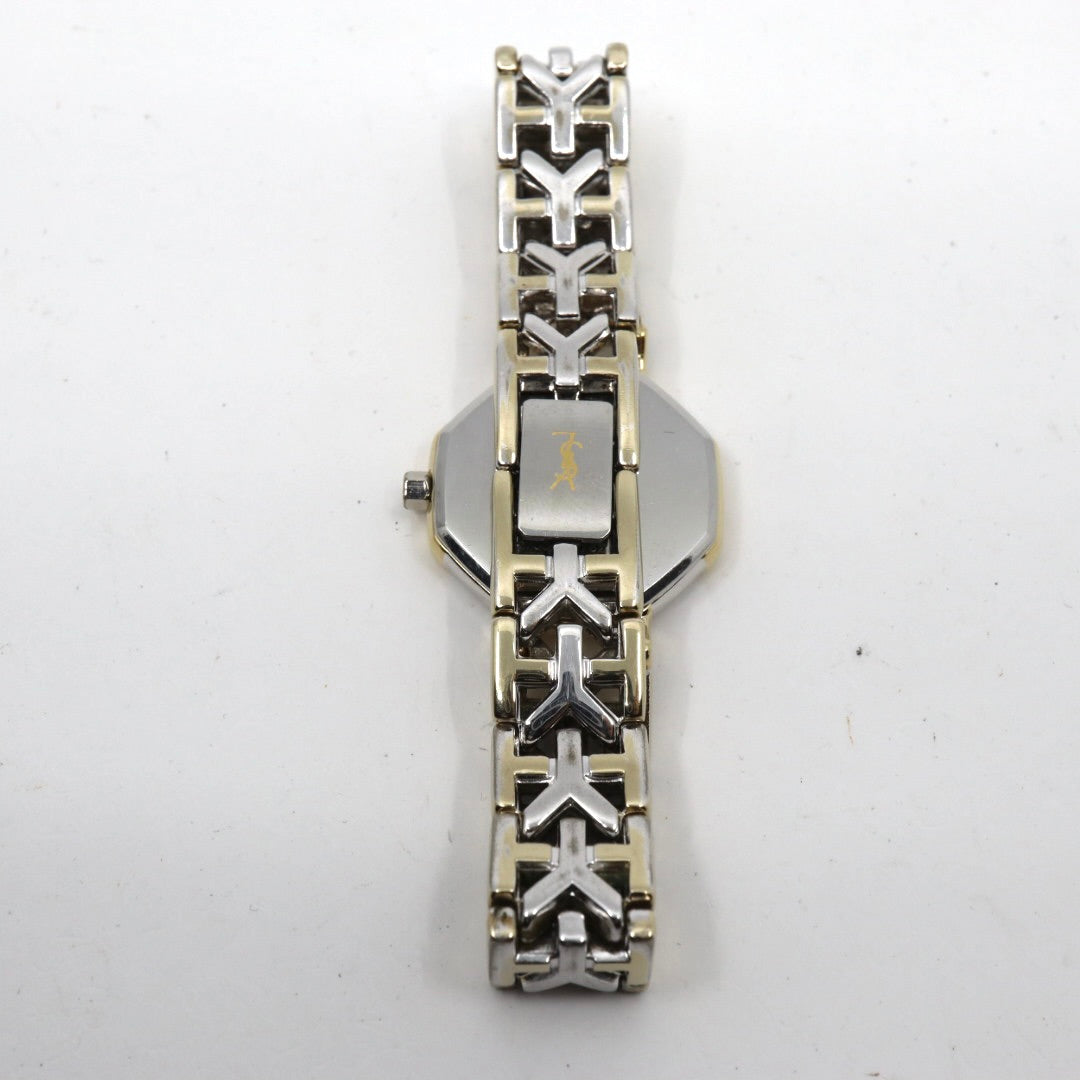 【電池交換済】美品 イヴサンローラン Yves Saint Laurent オクタゴン 2200-241762 レディース 腕時計 クォーツ コンビ ゴールド シルバー YSLロゴベルト 八角形 ビンテージ レトロ クラシック ドレスウォッチ 上品 G7