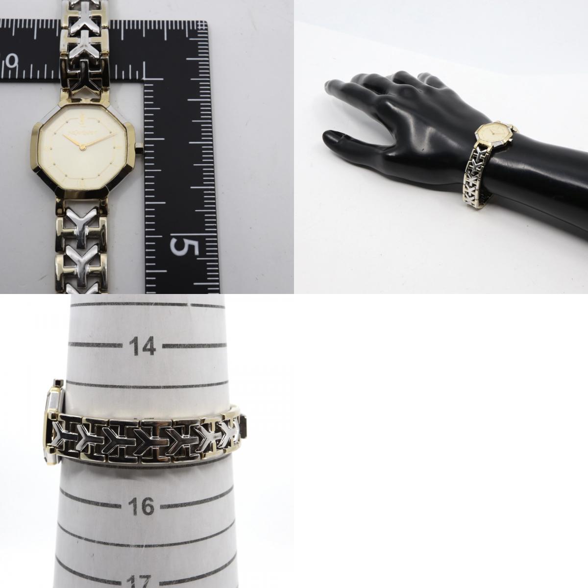 【電池交換済】美品 イヴサンローラン Yves Saint Laurent オクタゴン 2200-241762 レディース 腕時計 クォーツ コンビ ゴールド シルバー YSLロゴベルト 八角形 ビンテージ レトロ クラシック ドレスウォッチ 上品 G7