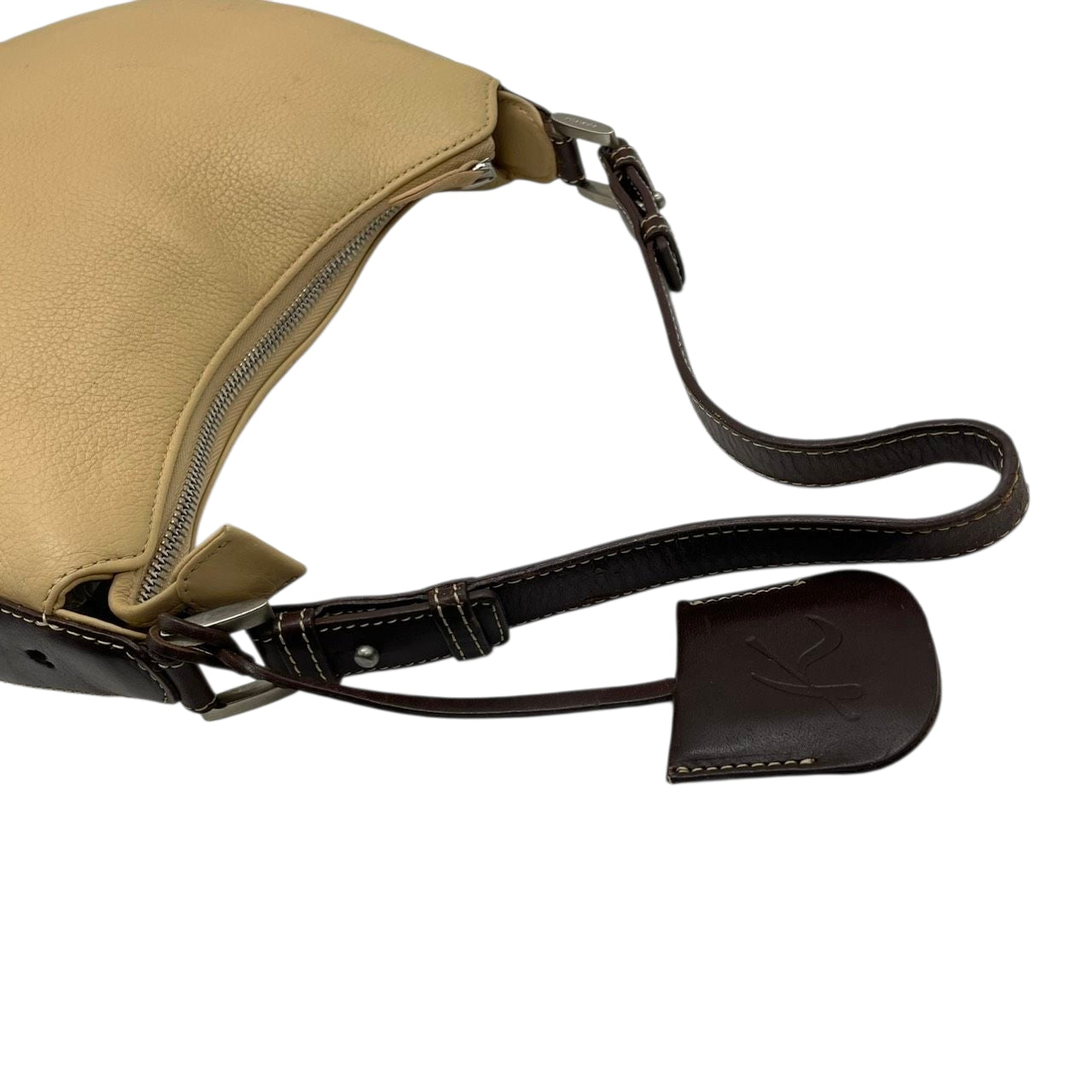 【希少コラボ】キタムラ ディズニー ワンショルダーバッグ レザー バイカラー ベージュ ブラウン レディース 肩掛け Kロゴチャーム 東京ディズニーリゾート限定 Kitamura x Disney ホーボーバッグ 日本製 U1