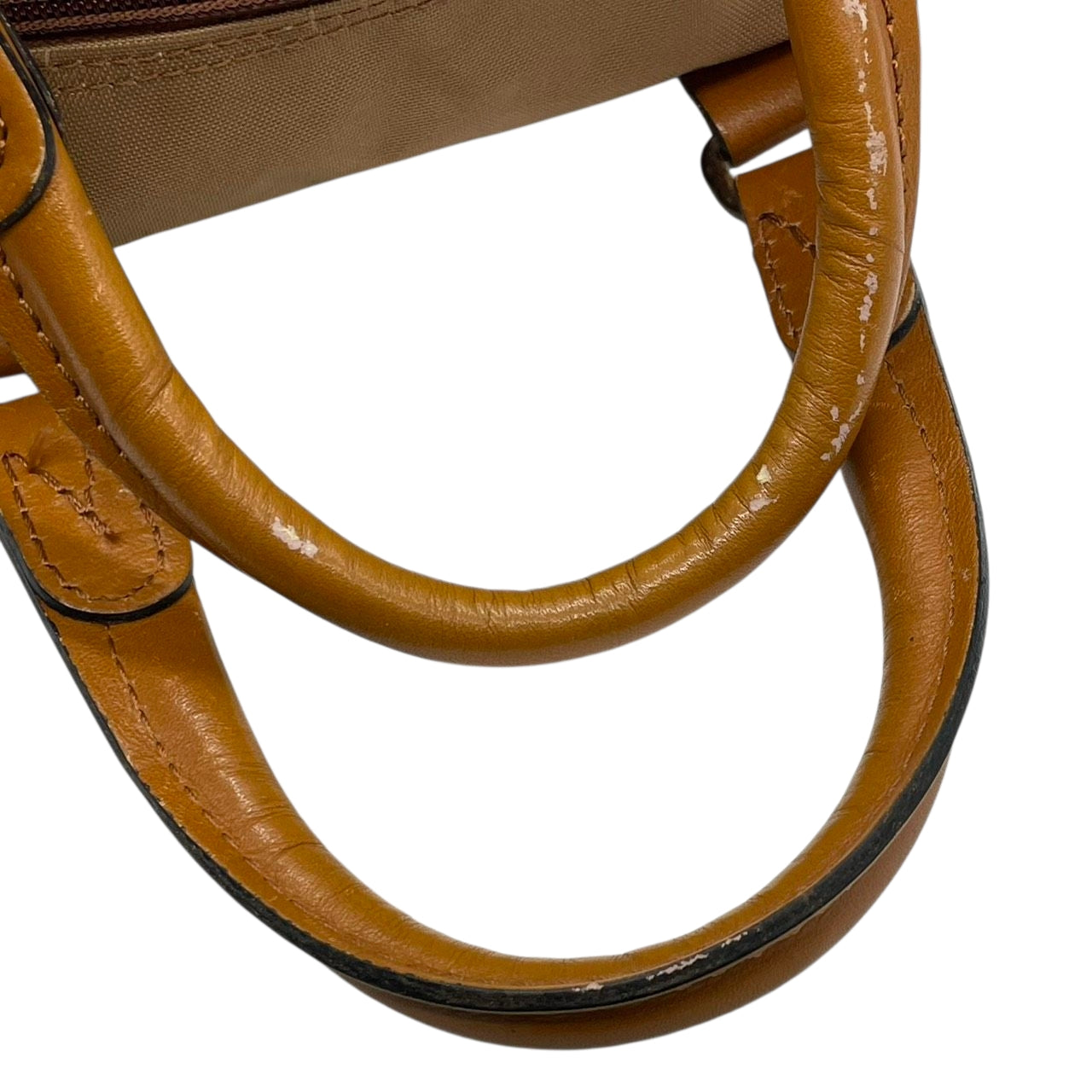 ランセル LANCEL ミニボストンバッグ ハンドバッグ ナイロン レザー バイカラー ベージュ ブラウン レディース メンズ ユニセックス Lロゴ フランス製 クラシック ビンテージ 旅行 トラベルバッグ U1