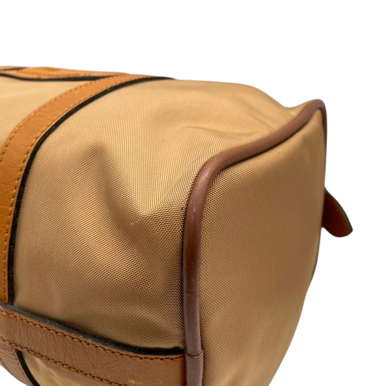 ランセル LANCEL ミニボストンバッグ ハンドバッグ ナイロン レザー バイカラー ベージュ ブラウン レディース メンズ ユニセックス Lロゴ フランス製 クラシック ビンテージ 旅行 トラベルバッグ U1