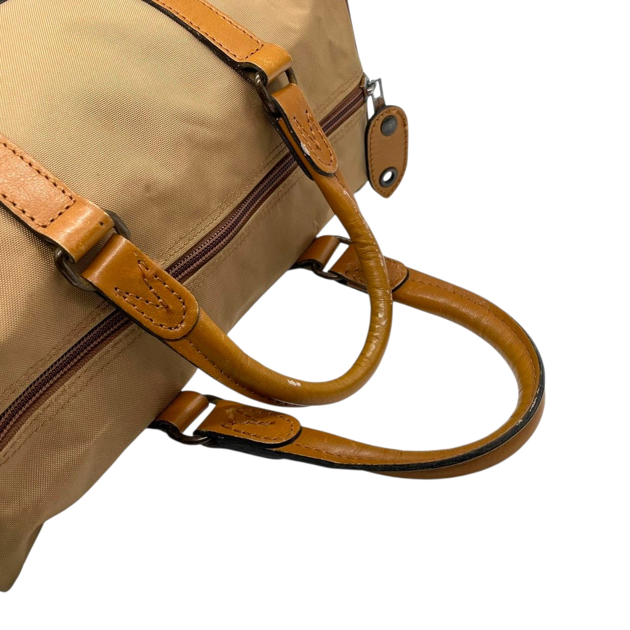 ランセル LANCEL ミニボストンバッグ ハンドバッグ ナイロン レザー バイカラー ベージュ ブラウン レディース メンズ ユニセックス Lロゴ フランス製 クラシック ビンテージ 旅行 トラベルバッグ U1