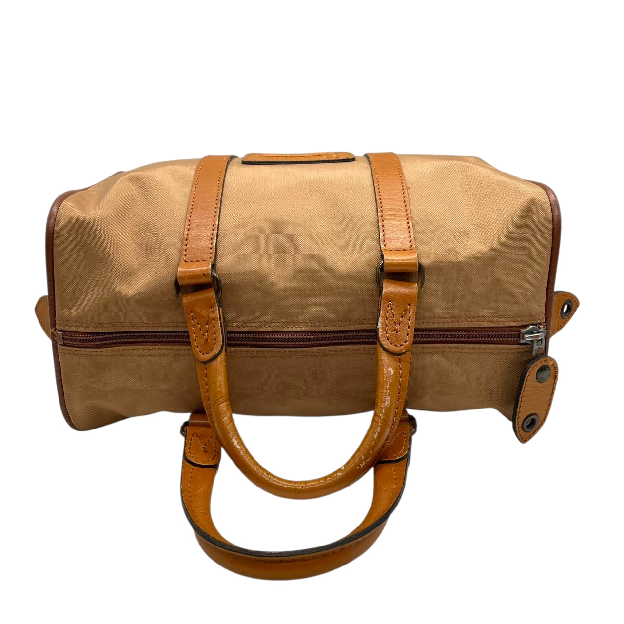 ランセル LANCEL ミニボストンバッグ ハンドバッグ ナイロン レザー バイカラー ベージュ ブラウン レディース メンズ ユニセックス Lロゴ フランス製 クラシック ビンテージ 旅行 トラベルバッグ U1