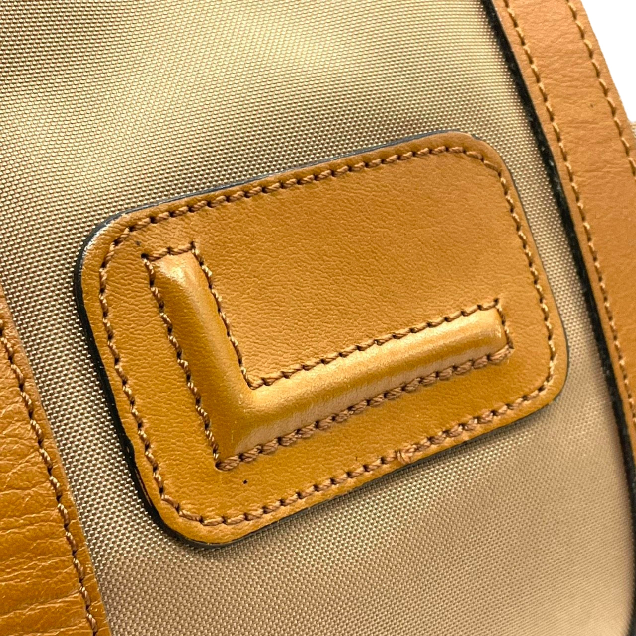 ランセル LANCEL ミニボストンバッグ ハンドバッグ ナイロン レザー バイカラー ベージュ ブラウン レディース メンズ ユニセックス Lロゴ フランス製 クラシック ビンテージ 旅行 トラベルバッグ U1