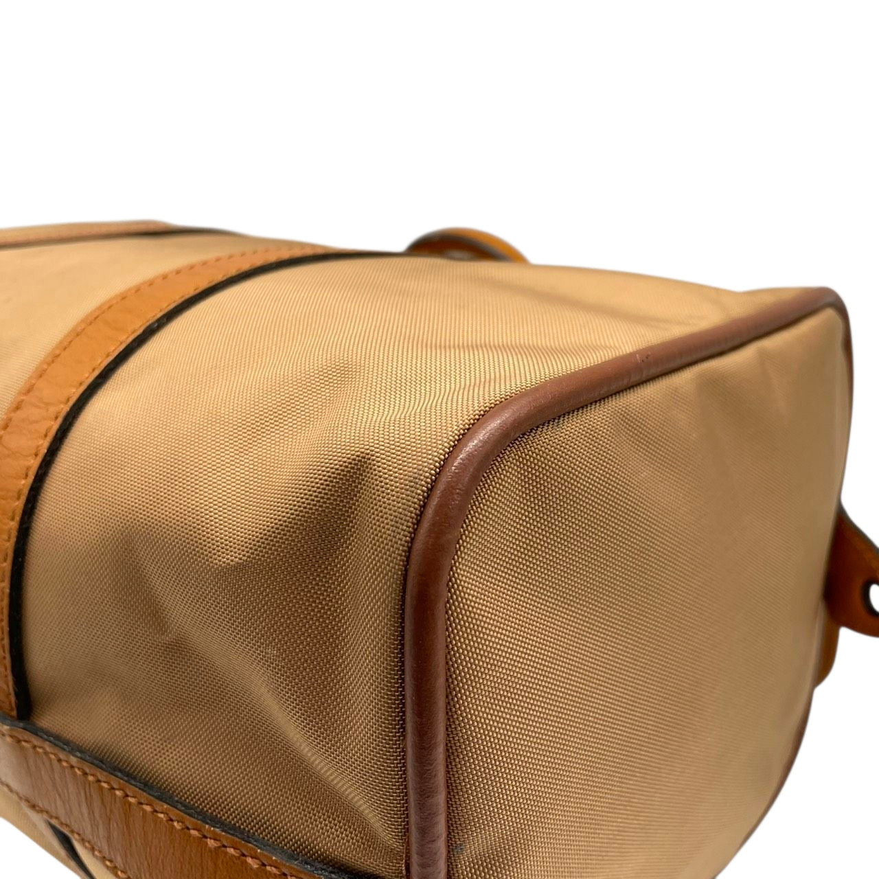 ランセル LANCEL ミニボストンバッグ ハンドバッグ ナイロン レザー バイカラー ベージュ ブラウン レディース メンズ ユニセックス Lロゴ フランス製 クラシック ビンテージ 旅行 トラベルバッグ U1