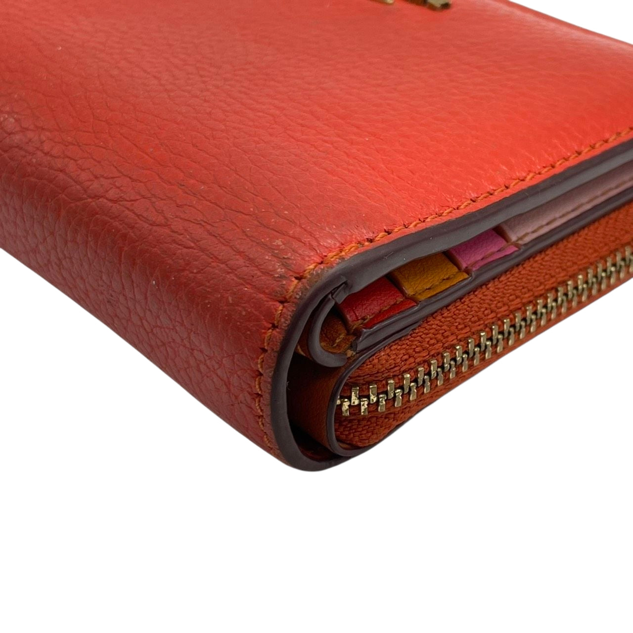 コーチ COACH 二つ折り財布 コンパクトウォレット ラウンドファスナー ジップアラウンド レザー 本革 オレンジ ゴールド金具 レディース ロゴ 馬車 エレガント クラシック m2