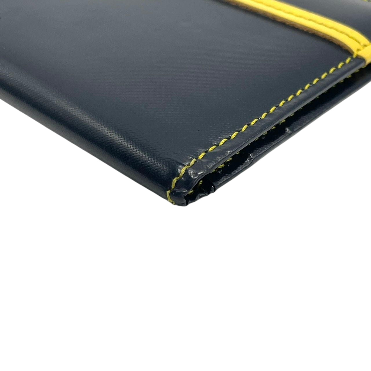 美品 agnes b. VOYAGE アニエスベーボヤージュ カードケース 名刺入れ 定期入れ パスケース ネイビー イエロー バイカラー PVC レザー ロゴ金具 コンパクト スリム メンズ レディース ユニセックス スタイリッシュ ビジネス m2