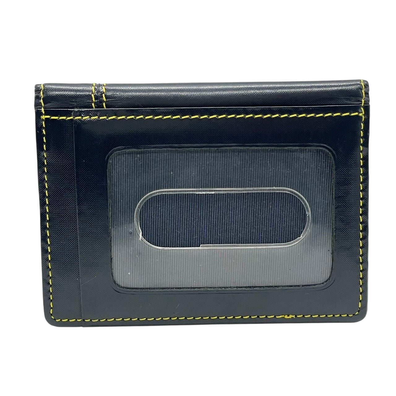 美品 agnes b. VOYAGE アニエスベーボヤージュ カードケース 名刺入れ 定期入れ パスケース ネイビー イエロー バイカラー PVC レザー ロゴ金具 コンパクト スリム メンズ レディース ユニセックス スタイリッシュ ビジネス m2