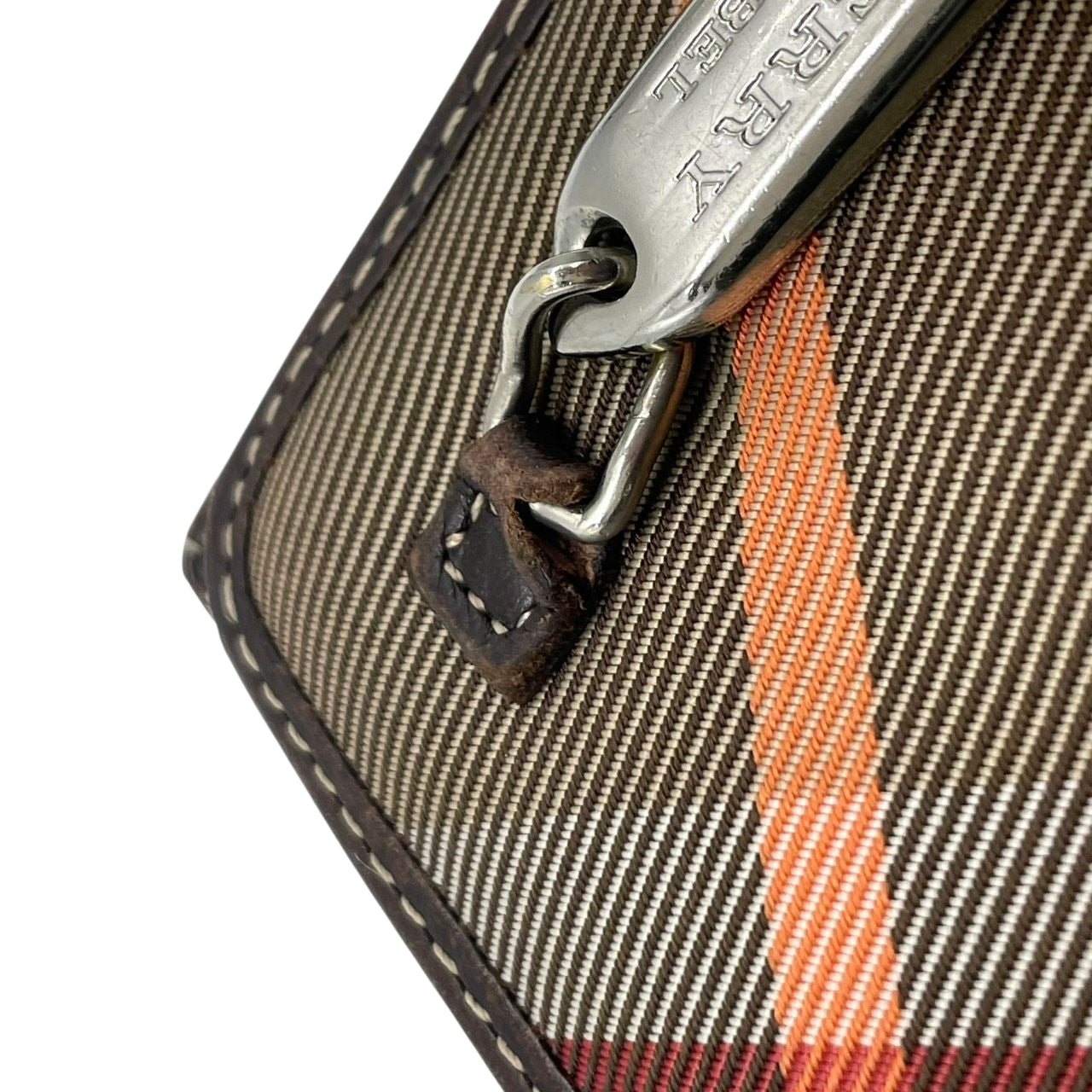 BURBERRY BLUE LABEL バーバリーブルーレーベル 三つ折り財布 コンパクトウォレット チェック柄 プレートロゴ シルバー金具 ナイロン レザー ブラウン マルチカラー レディース クラシック m2