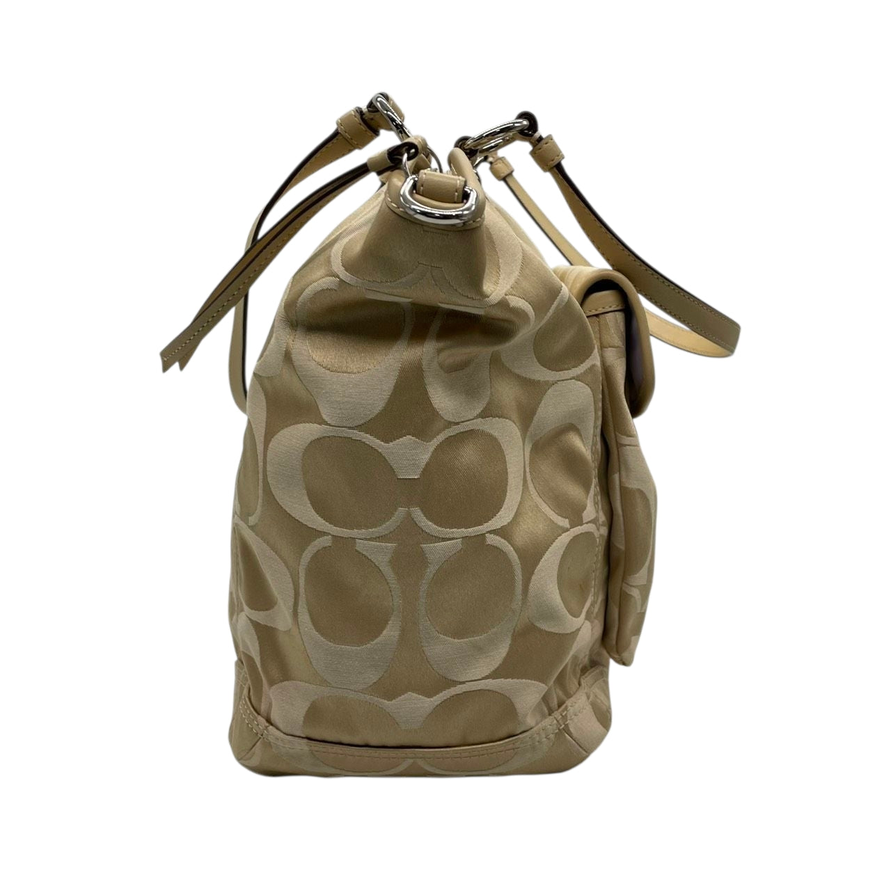 【美品】コーチ COACH ギャラリー トートバッグ ショルダーバッグ シグネチャー 2WAY ワンショルダー 斜め掛け可 自立可 キャンバス レザー ベージュ A4収納可 大容量 レディース エレガント 13140 s85