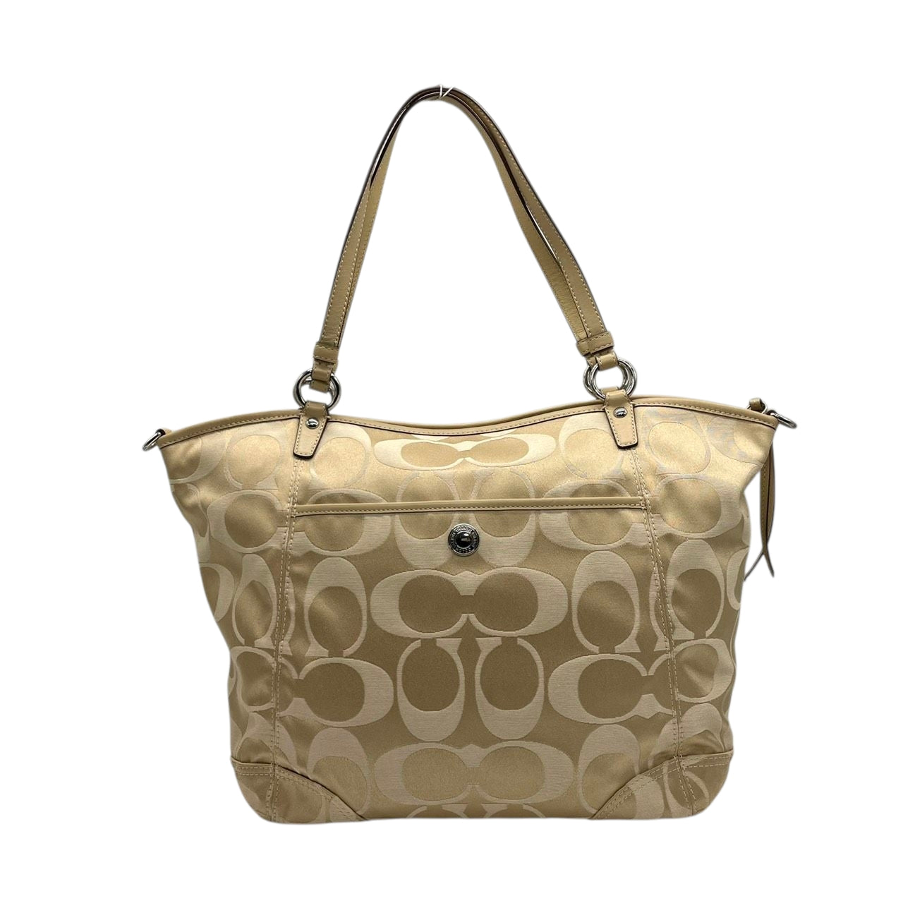 【美品】コーチ COACH ギャラリー トートバッグ ショルダーバッグ シグネチャー 2WAY ワンショルダー 斜め掛け可 自立可 キャンバス レザー ベージュ A4収納可 大容量 レディース エレガント 13140 s85