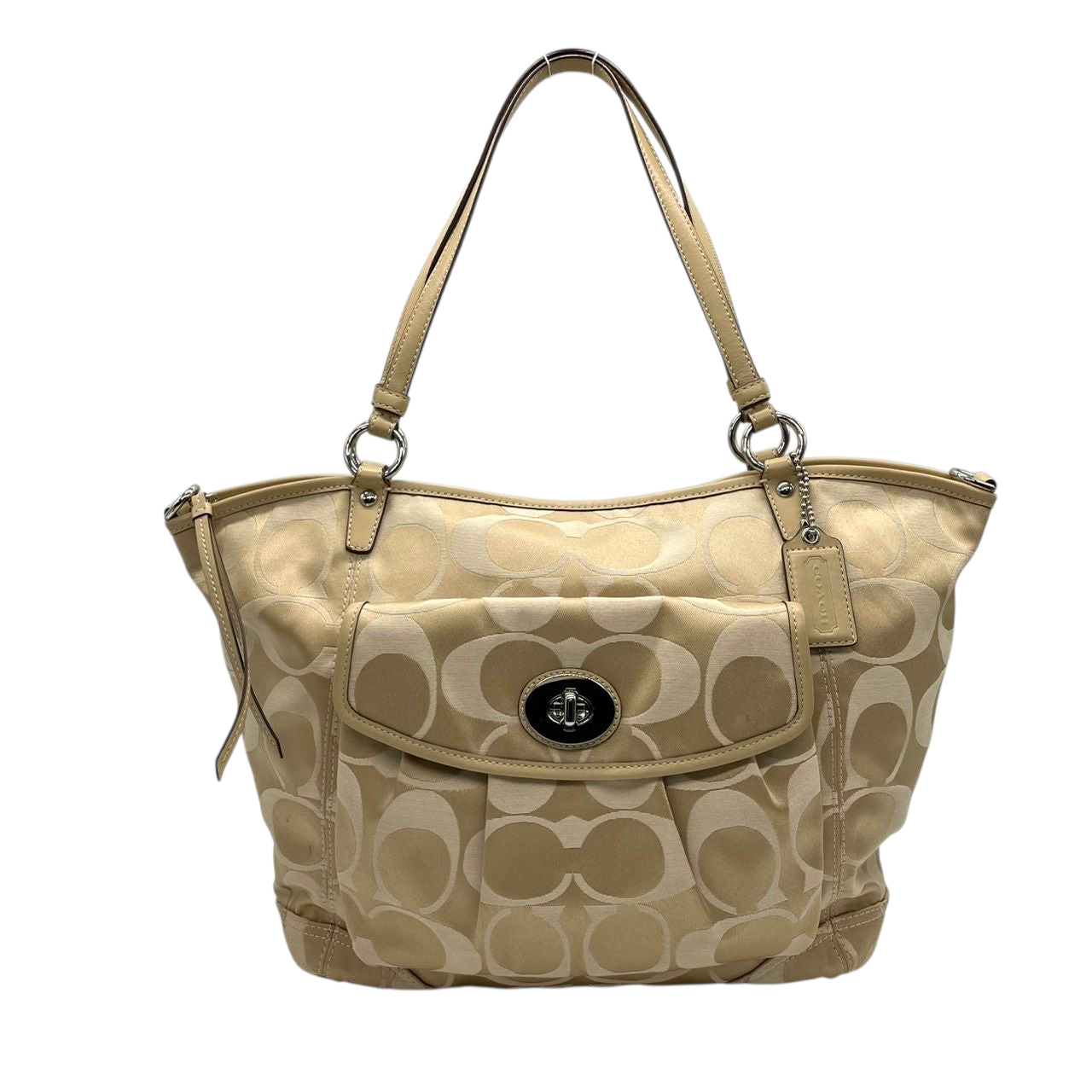 【美品】コーチ COACH ギャラリー トートバッグ ショルダーバッグ シグネチャー 2WAY ワンショルダー 斜め掛け可 自立可 キャンバス レザー ベージュ A4収納可 大容量 レディース エレガント 13140 s85