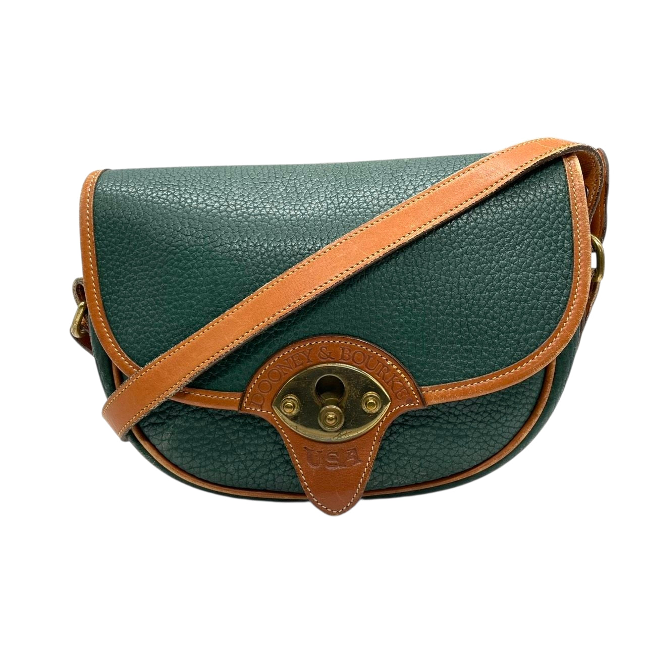 ドゥーニーアンドバーク ショルダーバッグ ポシェット 斜め掛け可 All-Weather Leather オールウェザーレザー USA製 ビンテージ クラシック レザー 本革 グリーン ブラウン ターンロック レディース レトロ s85