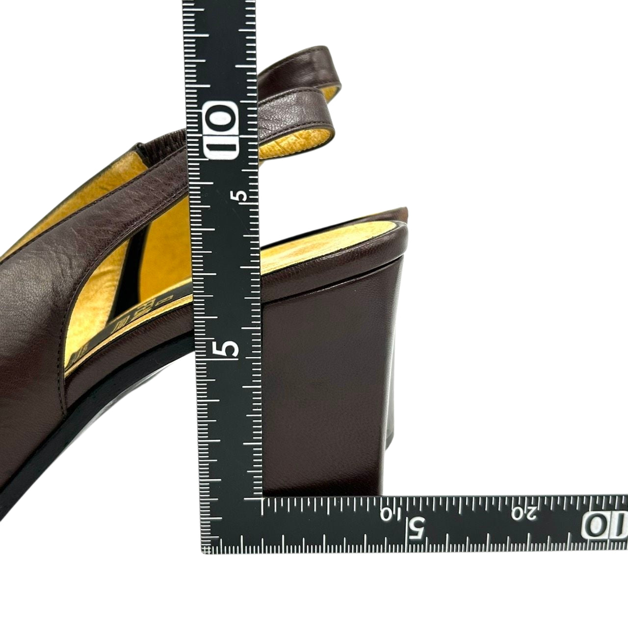 フェンディ FENDI サンダル ミュール ズッカ FFロゴ バックストラップ スクエアトゥ レザー 本革 ダークブラウン ゴールド シルバー 36 23cm イタリア製 ハイヒール エレガント ラグジュアリー ヴィンテージ CT1