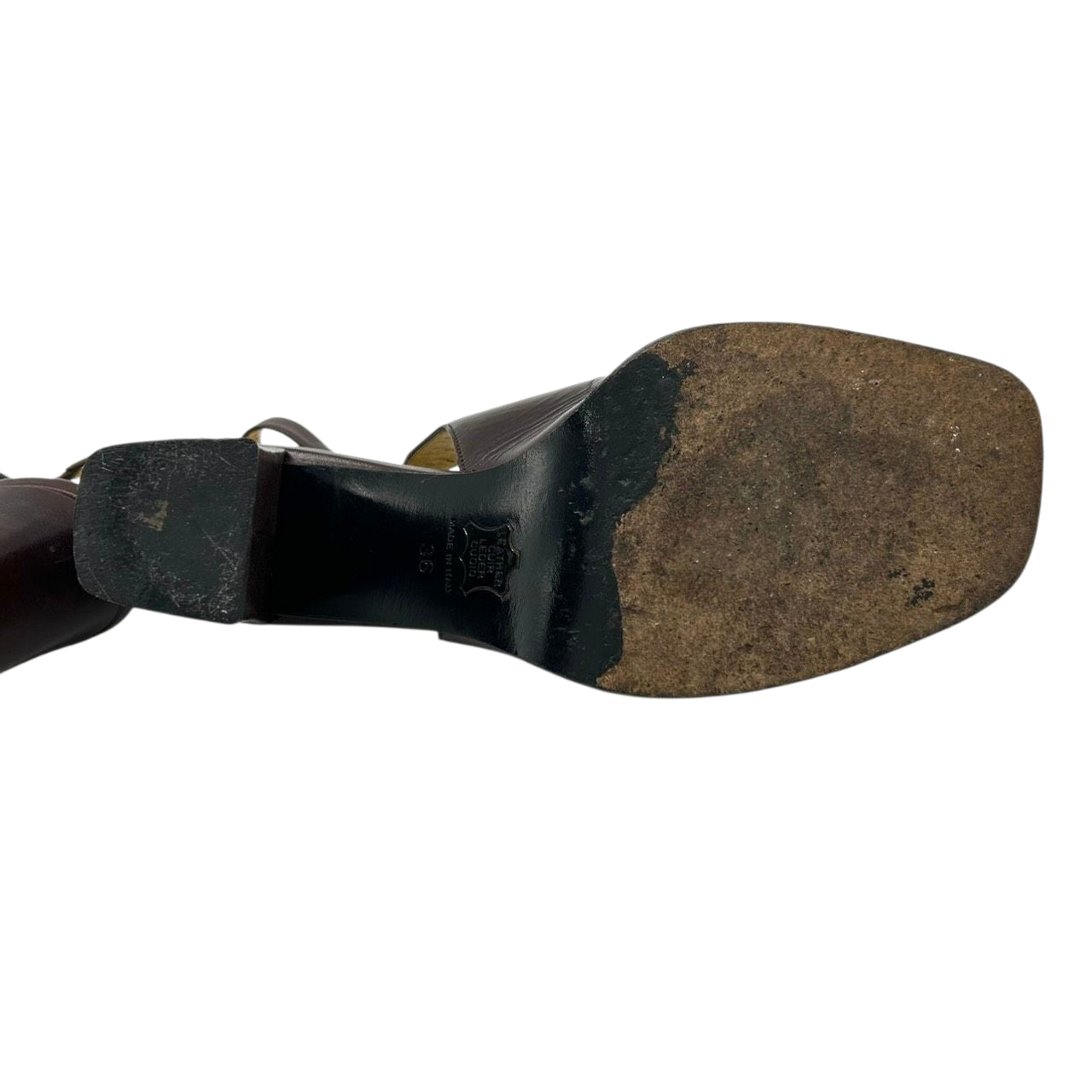 フェンディ FENDI サンダル ミュール ズッカ FFロゴ バックストラップ スクエアトゥ レザー 本革 ダークブラウン ゴールド シルバー 36 23cm イタリア製 ハイヒール エレガント ラグジュアリー ヴィンテージ CT1