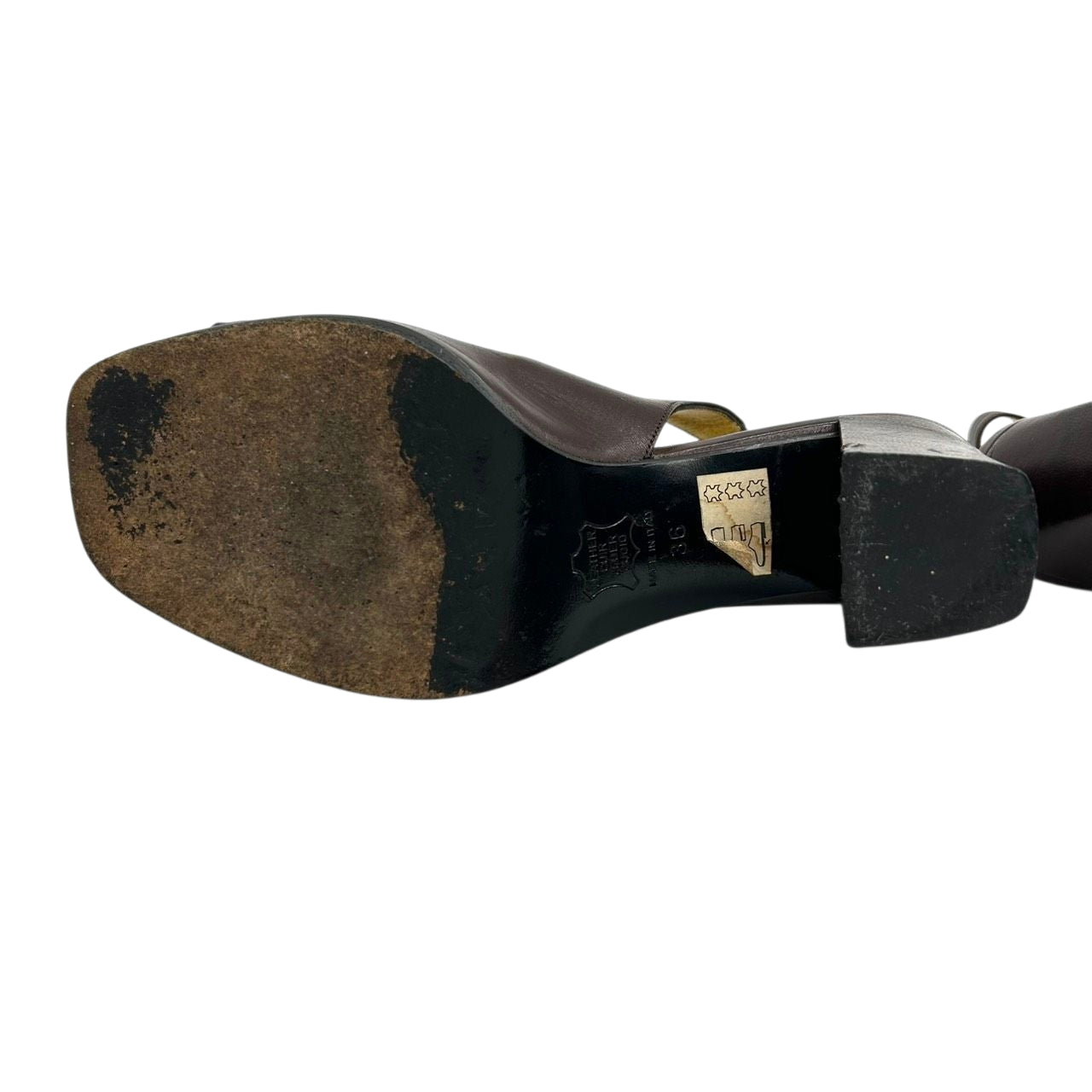 フェンディ FENDI サンダル ミュール ズッカ FFロゴ バックストラップ スクエアトゥ レザー 本革 ダークブラウン ゴールド シルバー 36 23cm イタリア製 ハイヒール エレガント ラグジュアリー ヴィンテージ CT1