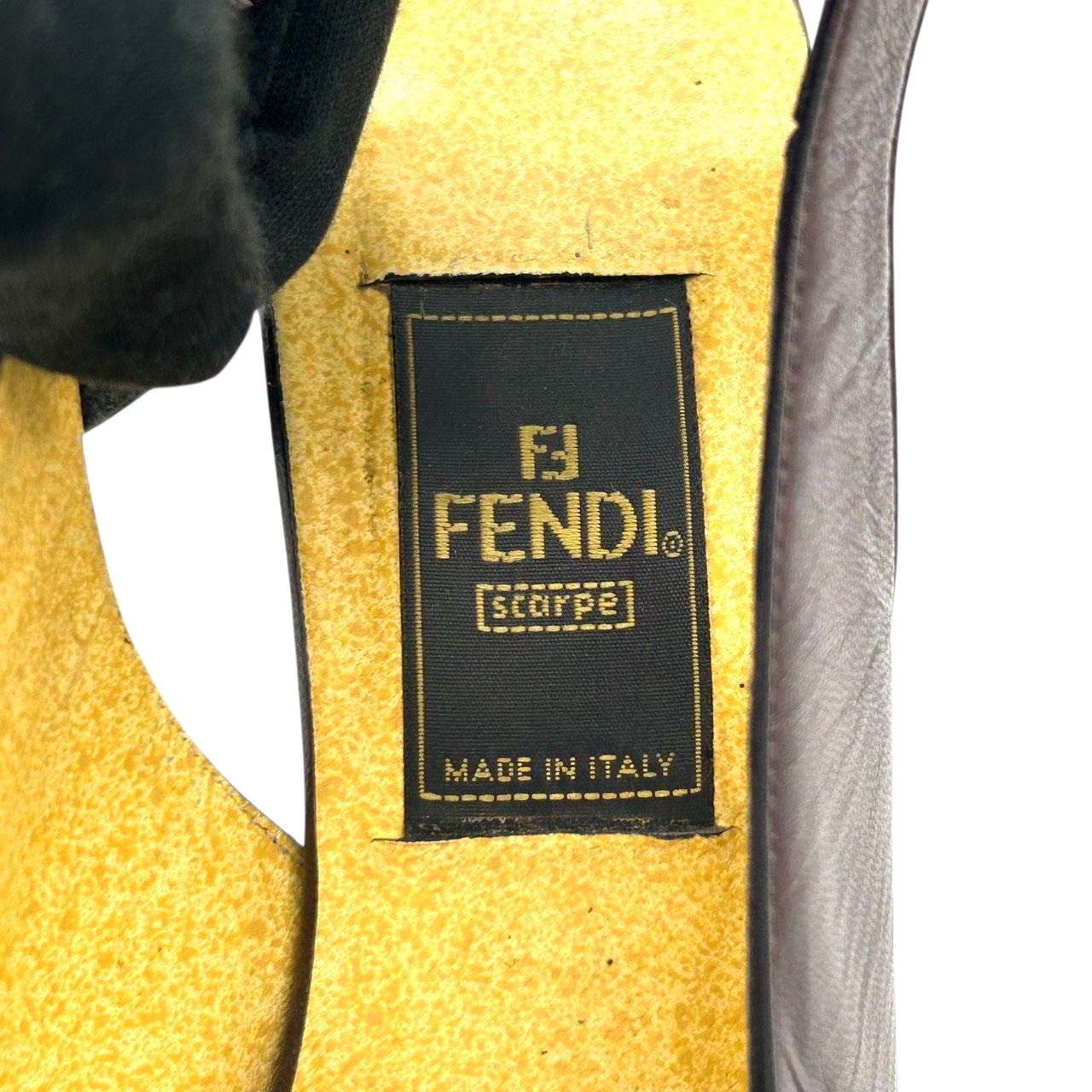フェンディ FENDI サンダル ミュール ズッカ FFロゴ バックストラップ スクエアトゥ レザー 本革 ダークブラウン ゴールド シルバー 36 23cm イタリア製 ハイヒール エレガント ラグジュアリー ヴィンテージ CT1