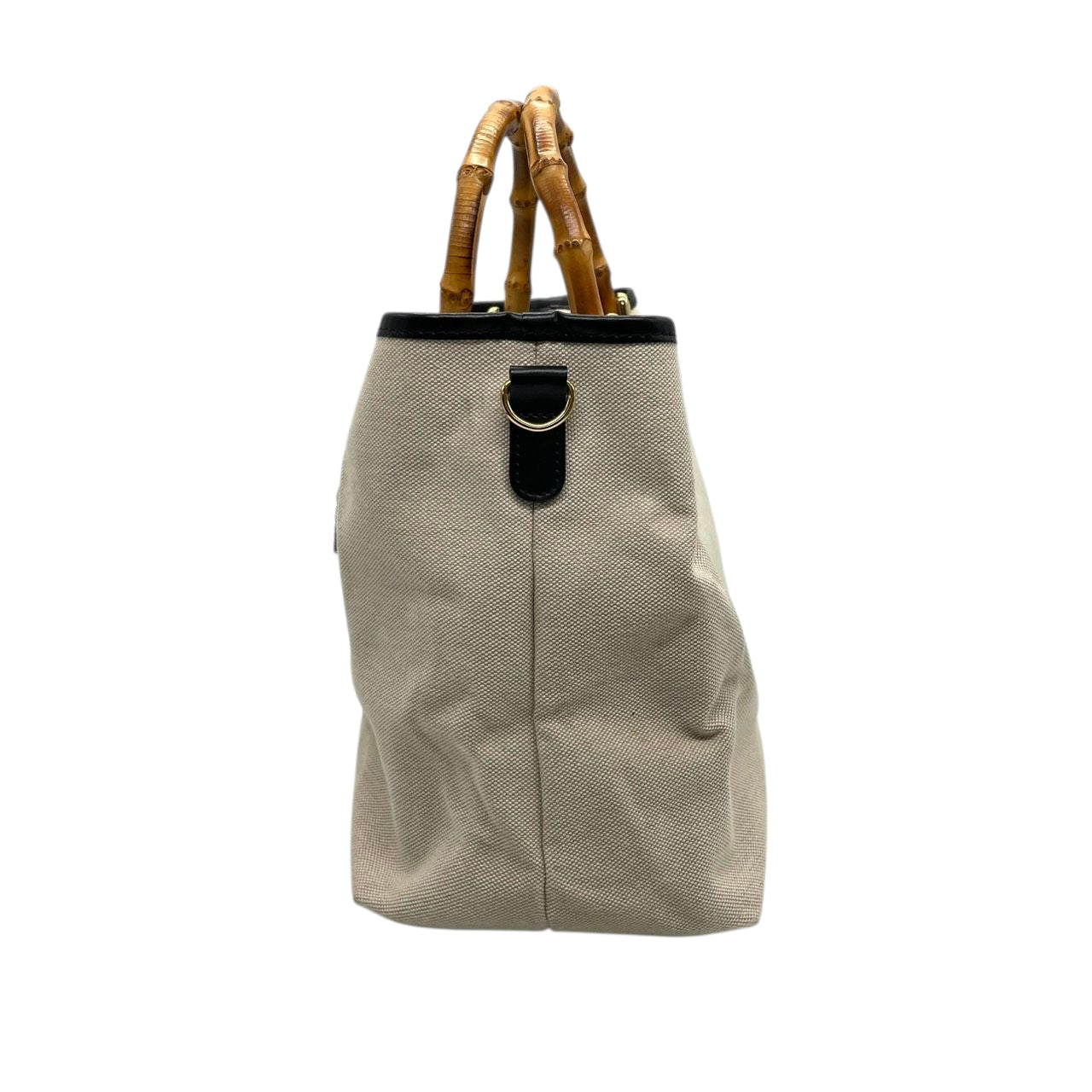 【美品/ストラップ新品】ヴィオラドーロ 2WAY トートバッグ バンブーハンドル ショルダーバッグ ハンドバッグ 肩掛け 斜め掛け可 A4 大容量 自立可 キャンバス レザー ベージュ ブラック レディース 婦人 通勤 オフィスエレガント 日本製 k13