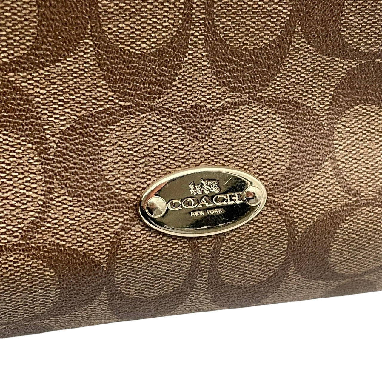 美品 コーチ COACH シグネチャー セレスト コンバーチブル ホーボー PVCキャンバス カーキ ブラウン レザー ショルダーバッグ レディース F34910 通勤 大容量 ゴールド金具 中古 U3