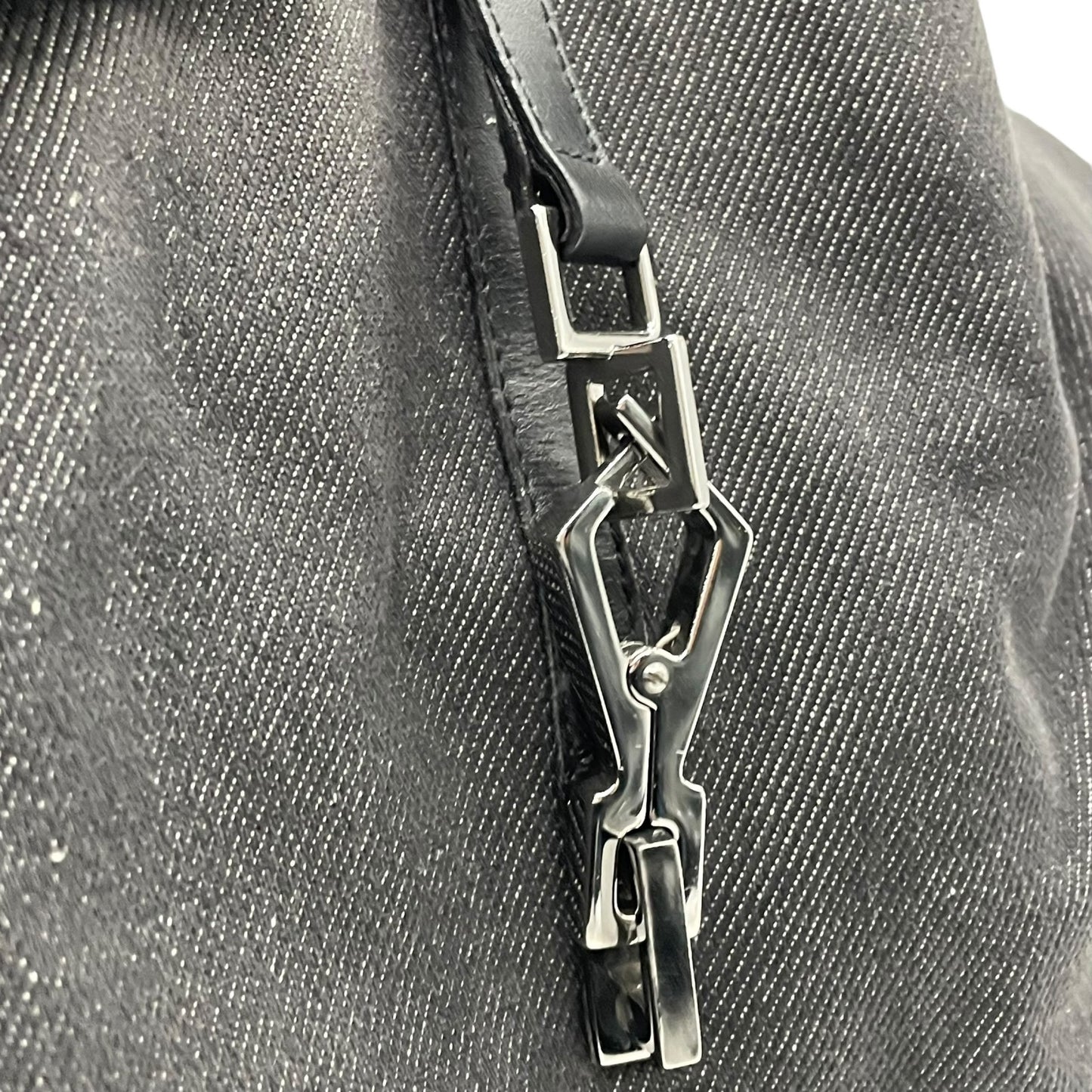 Authentic GUCCI Jackie Shoulder Bag 28629 Black Canvas Leather Logo Gold Hardware Women's