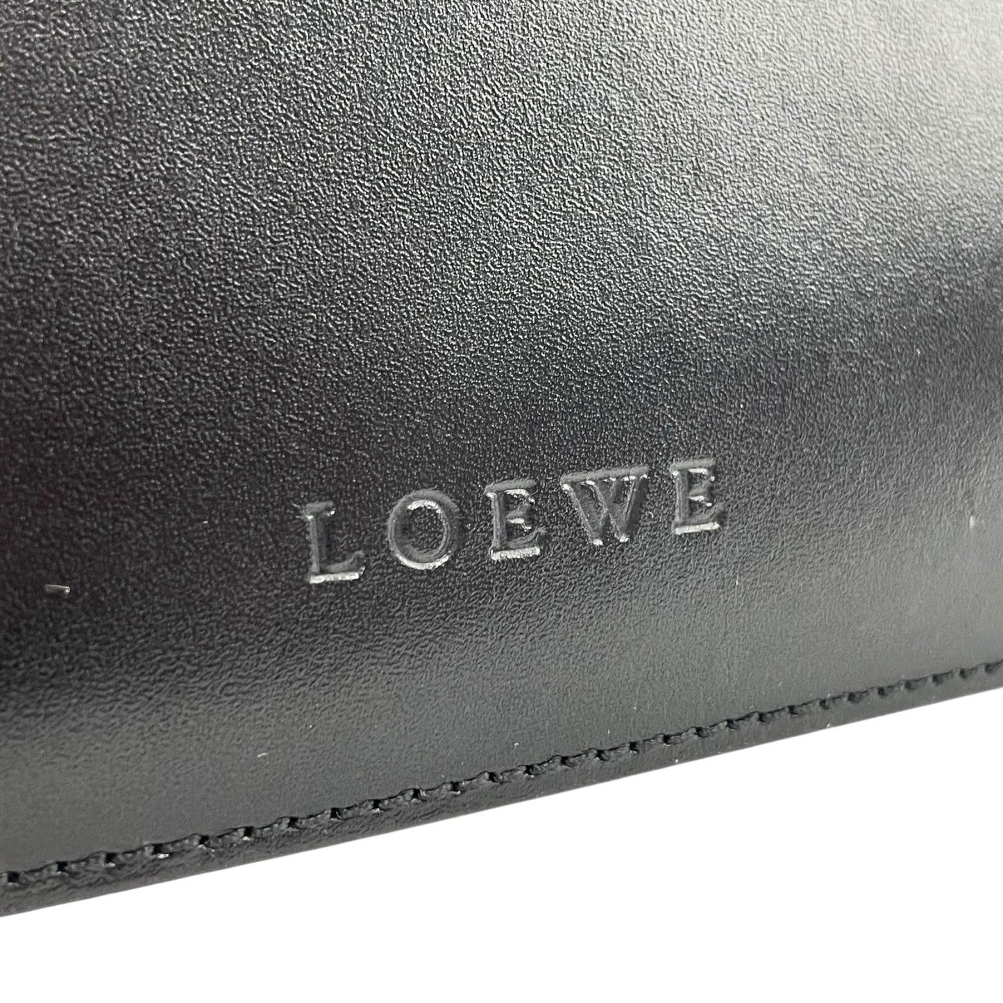 美品 LOEWE ロエベ ハンドバッグ トートバッグ 黒 ブラック レザー シルバー金具 ロゴ型押し 手提げ アナグラム ビジネス メンズ レディース E