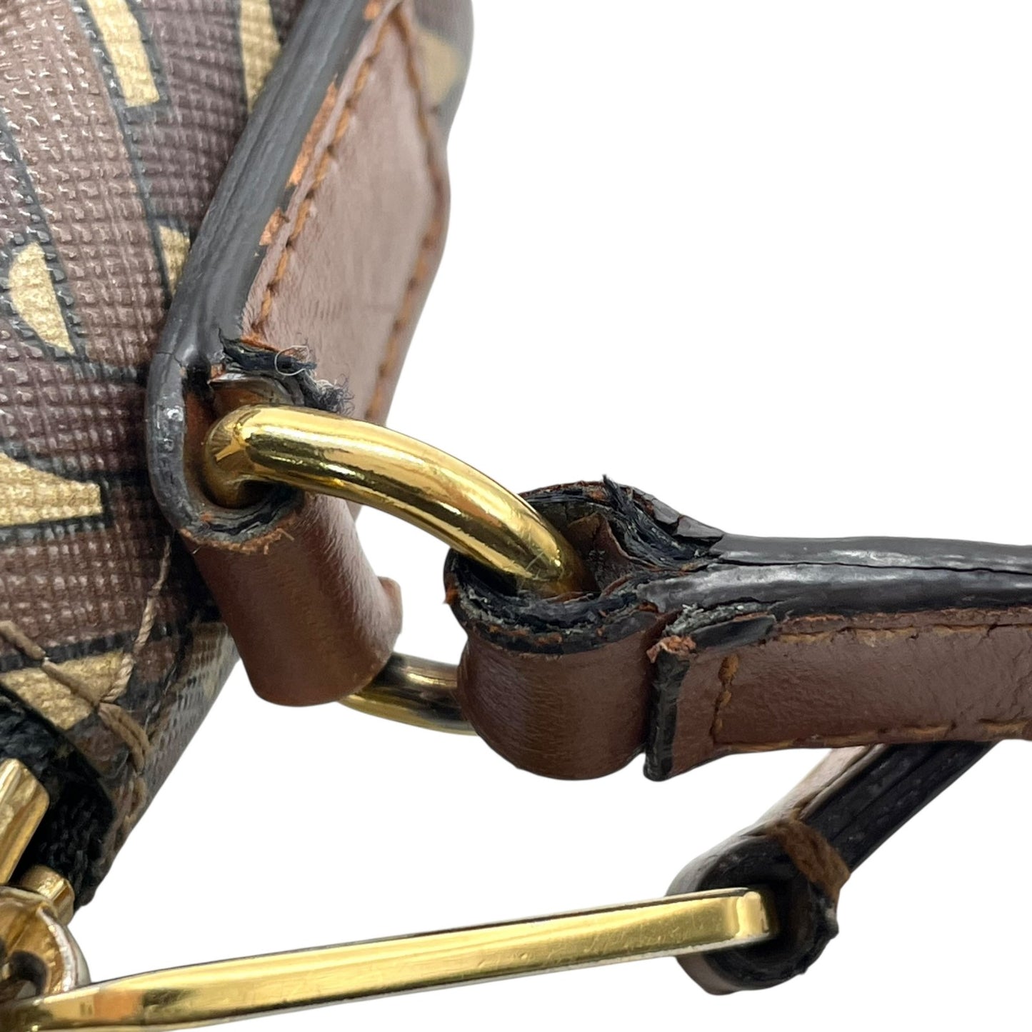 Authentic BURBERRY Monogram Stripe PVC Leather Shoulder Bag Brown Multi