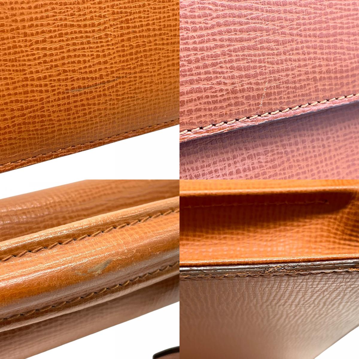 Authentic BURBERRY Leather Briefcase Business Bag Brown Gold Hardware