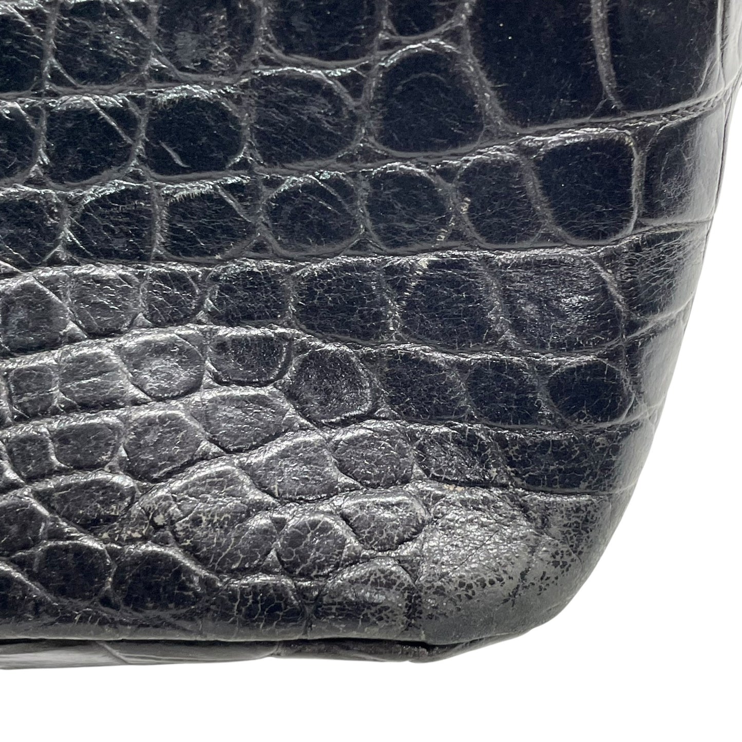 Authentic VERSACE Medusa Embossed Leather Tote Handbag Black Gold