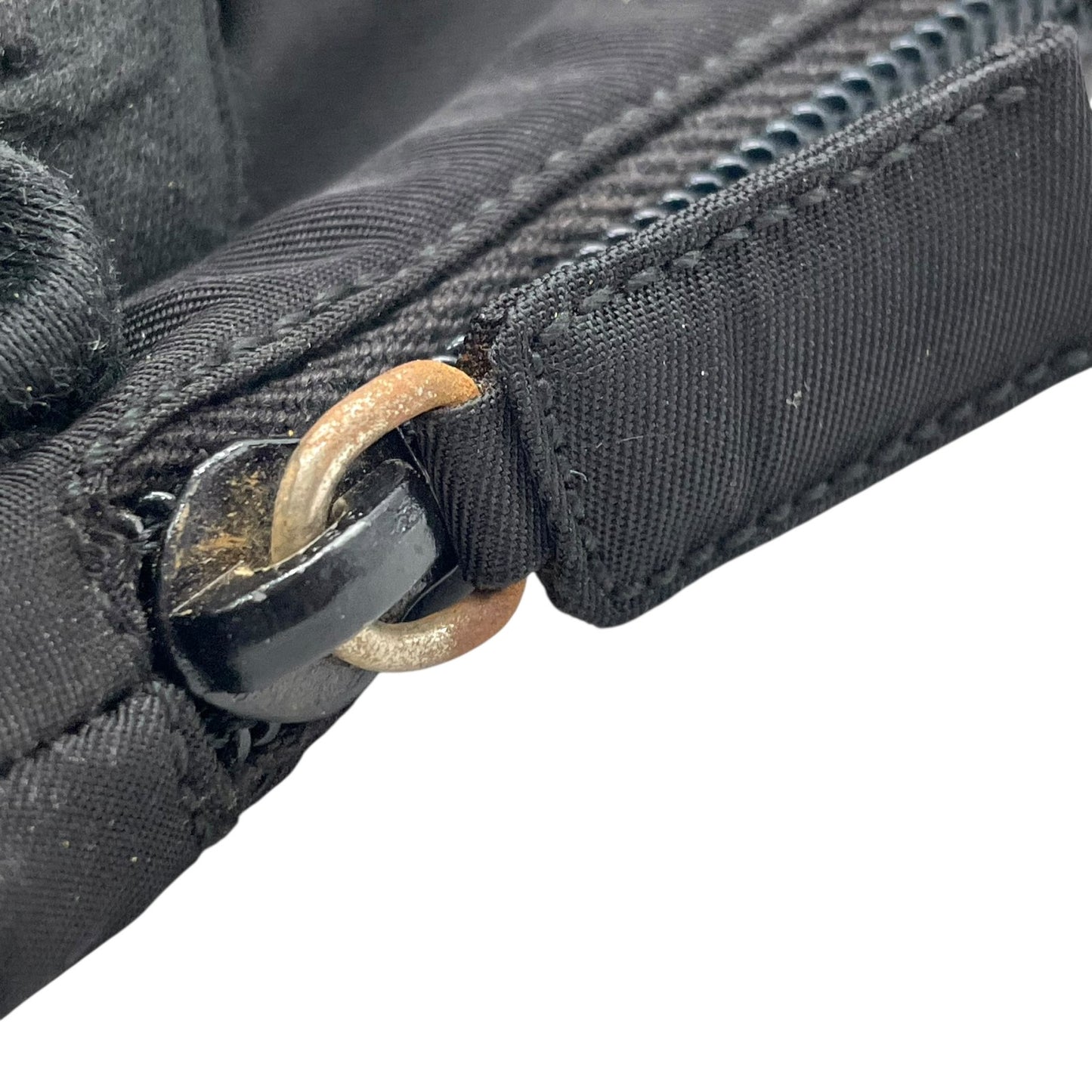 美品 PRADA プラダ ワンショルダー ショルダーバッグ ハンドバッグ 三角プレートロゴ トライアングルロゴ 黒 ブラック ナイロン シルバー金具 レディース B2