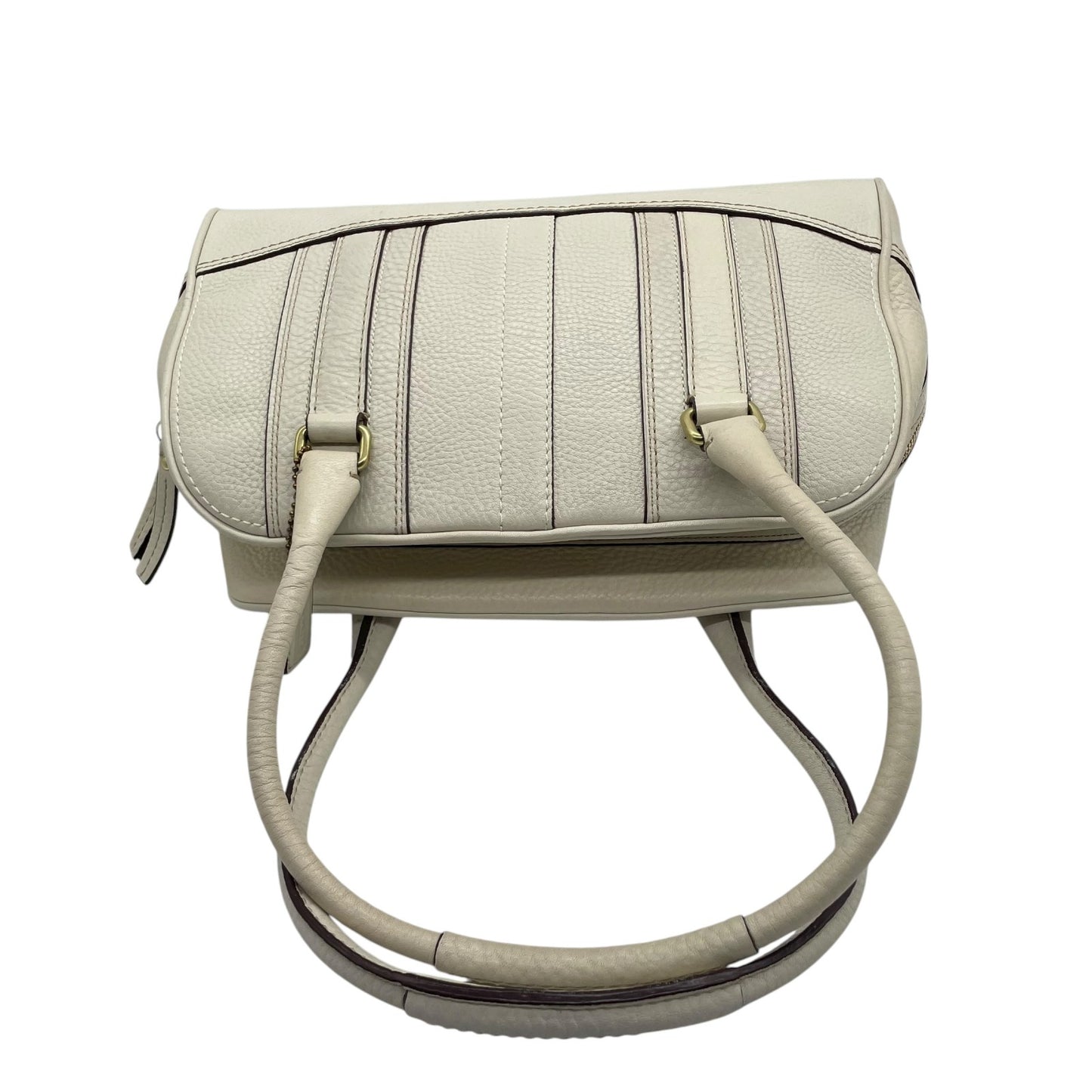 コーチ COACH ハンドバッグ レザー 白 ホワイト系 チャーム タグ付き フリンジ レディース T3