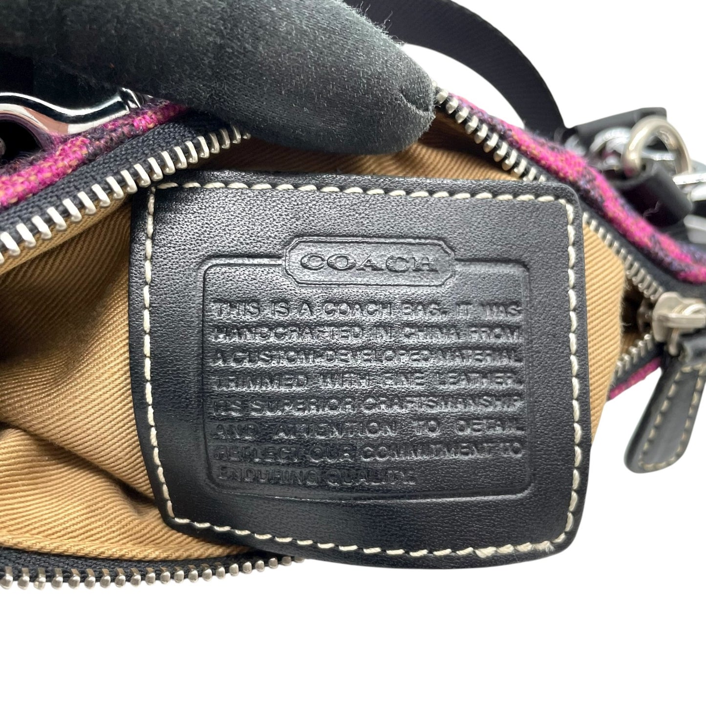 美品 コーチ COACH シグネチャー ジャカード ショルダーバッグ クロスボディ ピンク パープル ブラック レディース C8