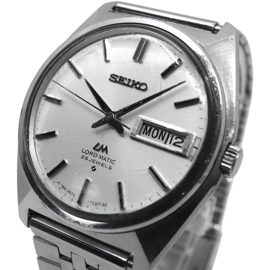 【稼働品】 seiko セイコー ロードマチック 腕時計 5606-7000 自動巻き 25石 デイデイト 絹目文字盤 メンズ アナログ ヴィンテージ 70年代 昭和レトロ アンティークウォッチ クラシックデザイン 日本製 オートマティック G4