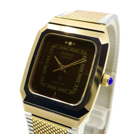 【美品/電池交換済】ラドー 腕時計 110.9509.3 レディース クオーツ ゴールド ブラウン文字盤 スクエア ヴィンテージ アナログ ドレスウォッチ アンティーク クラシックデザイン エレガント メッシュブレス クリーニング済み G1