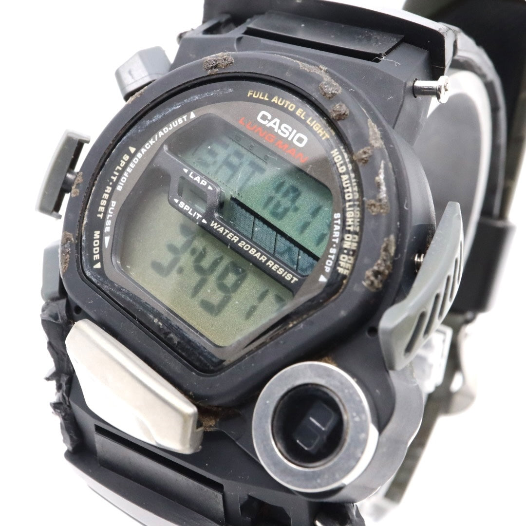 【電池交換済】カシオ G-SHOCK LUNGMAN DWG-100 腕時計 メンズウォッチ パルスチェック 心拍数計測 マスターオブG デジタル クォーツ ブラック ヴィンテージ 90年代 レア コレクターズアイテム 20気圧防水 耐衝撃構造 稼働品 G7