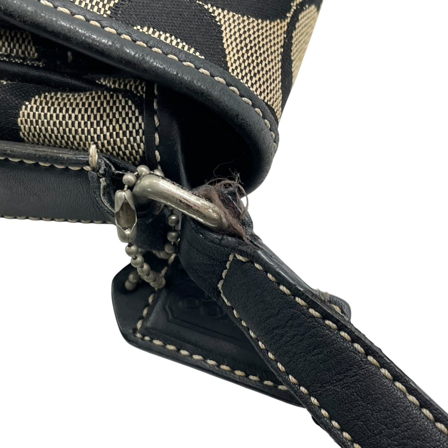 COACH コーチ ショルダーバッグ シグネチャー キャンバス レザー 黒 ブラック ベージュ シルバー金具 フラップ ベルト 横長 Y2K ミニバッグ 斜め掛け可 レディース S6