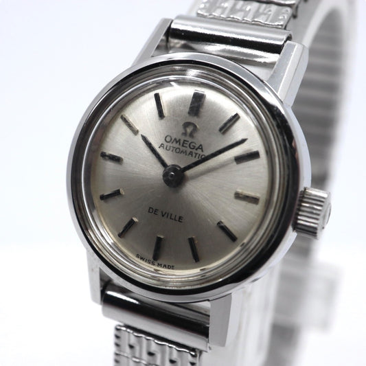【美品/稼働品】OMEGA オメガ DE VILLE デビル レディース腕時計 自動巻き AUTOMATIC シルバー文字盤 アナログ ラウンドケース ステンレスブレス アンティーク ビンテージ クラシック ドレスウォッチ SWISS MADE G2