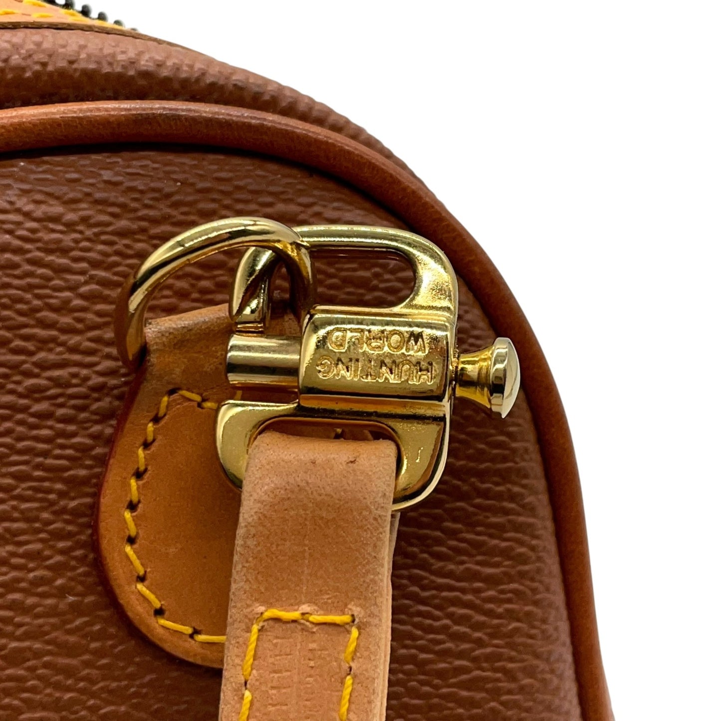 ハンティングワールド HUNTING WORLD ショルダーバッグ ブラウン 茶色 ロングハンドル レザー ロゴ型押し ミニバッグ 斜め掛け可能 メンズ レディース U17