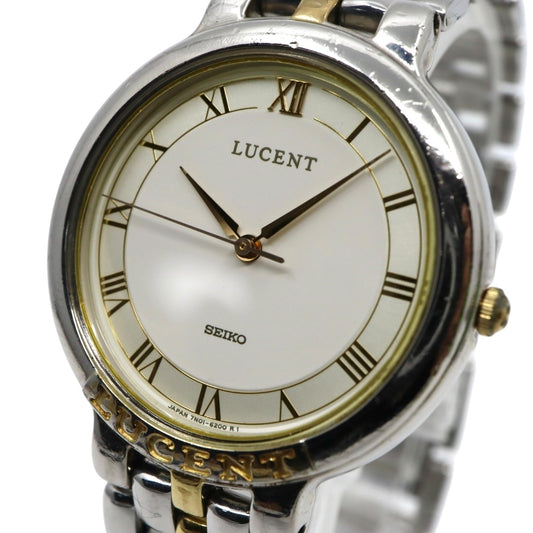 【電池交換済／稼働品】SEIKO セイコー ルーセント 腕時計 メンズ レディース ユニセックス クオーツ アナログ ローマンインデックス コンビカラー シルバー ゴールド ドレスウォッチ クラシックデザイン ビンテージ ファッション 7N01-614A G4