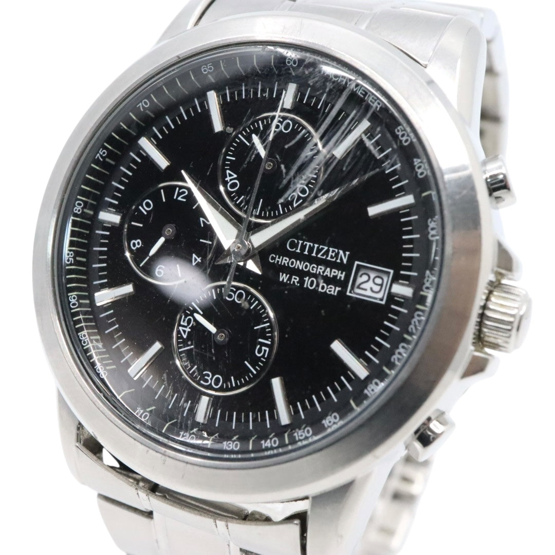 citizen シチズン クオーツ クロノグラフ 腕時計 0510-K002320 ブラック文字盤 ステンレススチール 10気圧防水 メンズ G8