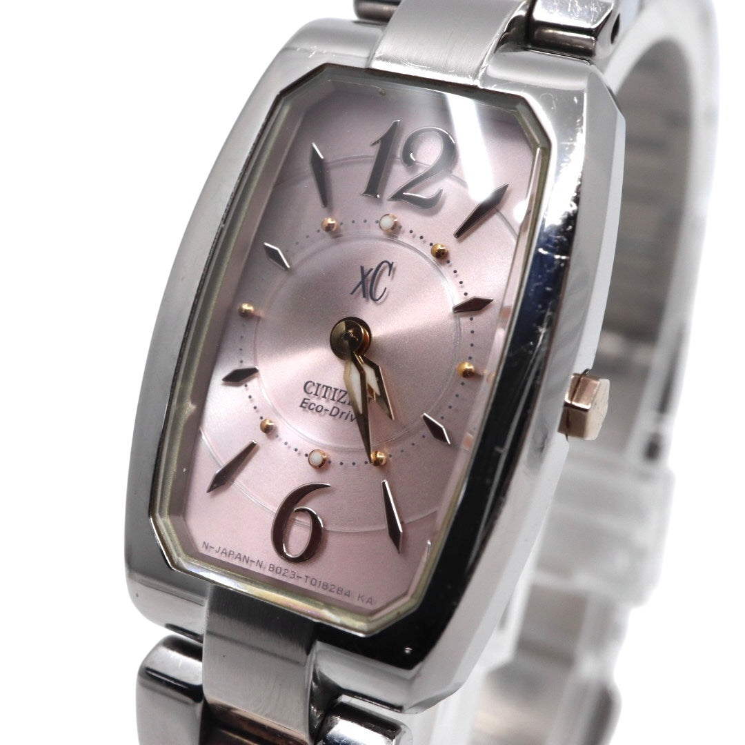 【美品】CITIZEN シチズン xC クロスシー エコドライブ ソーラー 腕時計 ピンク文字盤 ステンレススチール レディース ソーラー充電 電池交換不要 上品 エレガント 日本製 G8