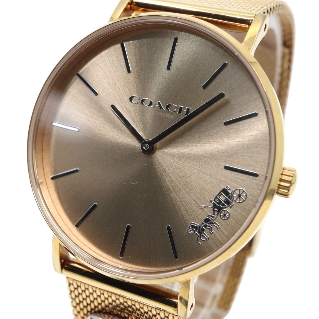コーチ COACH 腕時計 レディース クォーツ ペリー Perry ゴールド メッシュベルト CA.120.7.34.1710 アナログ ウォッチ ホースアンドキャリッジ 馬車ロゴ エレガント 上品 モダン クラシック 美品 ほぼ新品 希少 G10