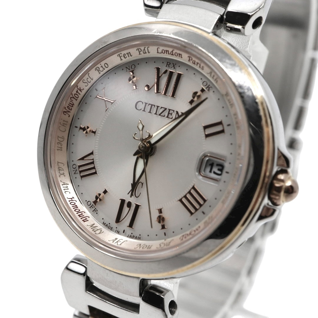 CITIZEN シチズン xC クロスシー エコドライブ 電波時計 腕時計 シルバー ローマンインデックス デイト レディース G11