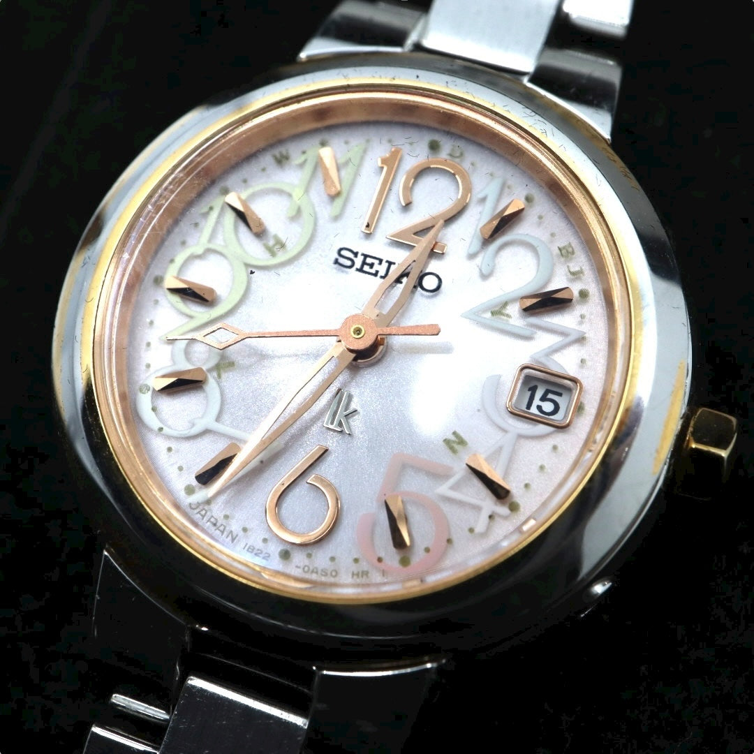 SEIKO Lukia ピンク文字盤 アラビアインデックス 電波ソーラー 26mm ラウンドフェイス ステンレススチール レディースウォッチ G11