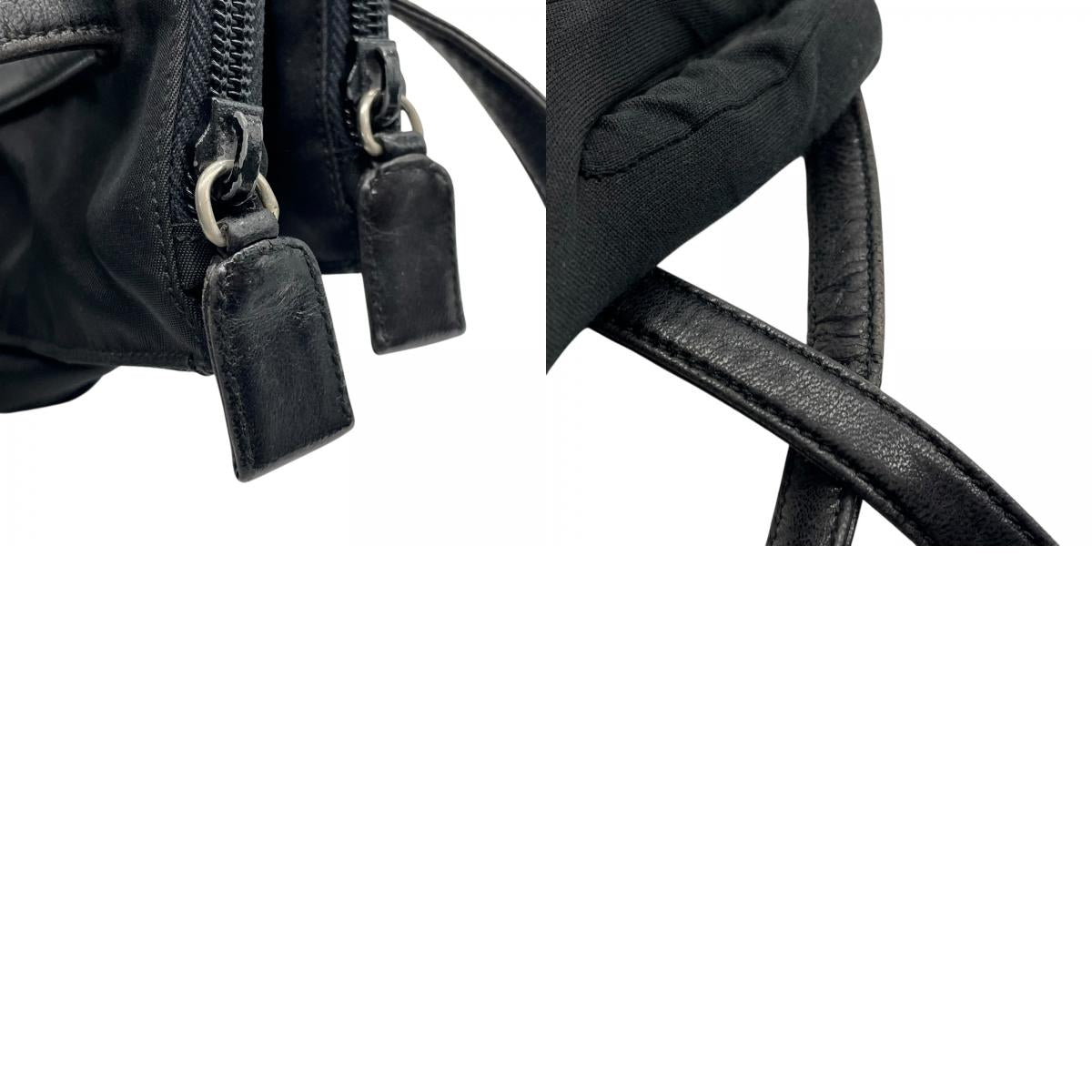 Authentic PRADA Tote Bag Black Nylon Shoulder Bag Triangle Logo Silver Hardware A4 Storage Zipper Women's Tessuto