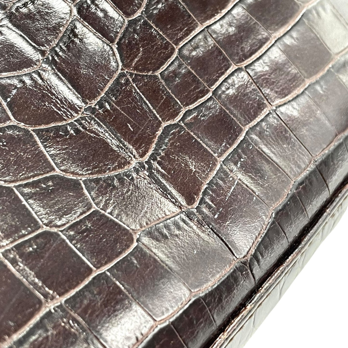 美品 Salvatore Ferragamo サルヴァトーレフェラガモ トートバッグ ハンドバッグ ヴァラ クロコ型押し 茶 ブラウン ゴールド金具 ワンショルダー 肩掛け可 ヴィンテージ レディース B