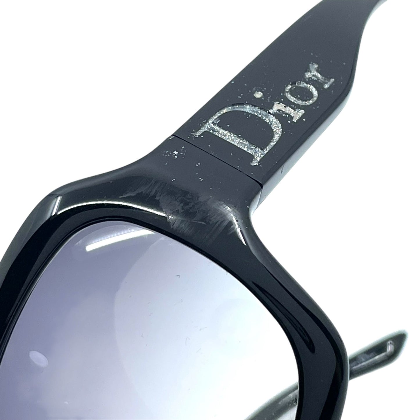 美品 Christian Dior デイオール サングラス 黒 ブラック プラスチック ロゴ グラデーション ヴィンテージ レディース W2